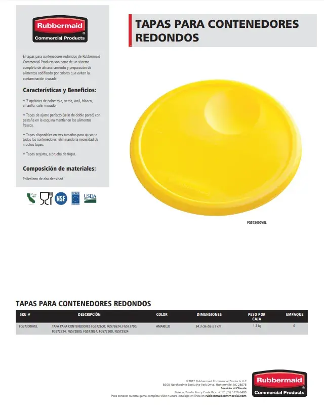 FG573000YEL Tapas para contenedores redondos