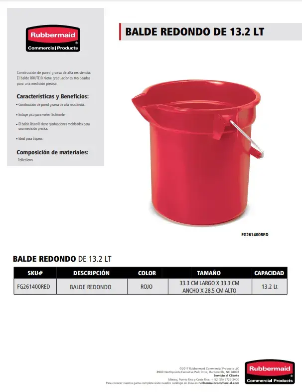 FG261400RED Balde redondo