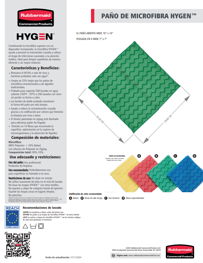 Paño De Microfibra Hygen™ Fichas Técnicas